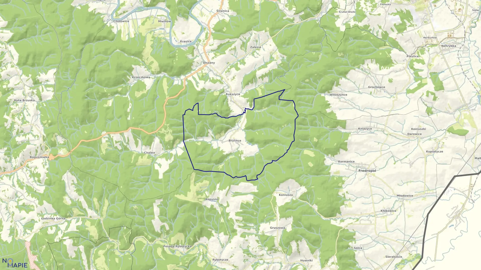 Mapa obrębu Brylińce w gminie Krasiczyn