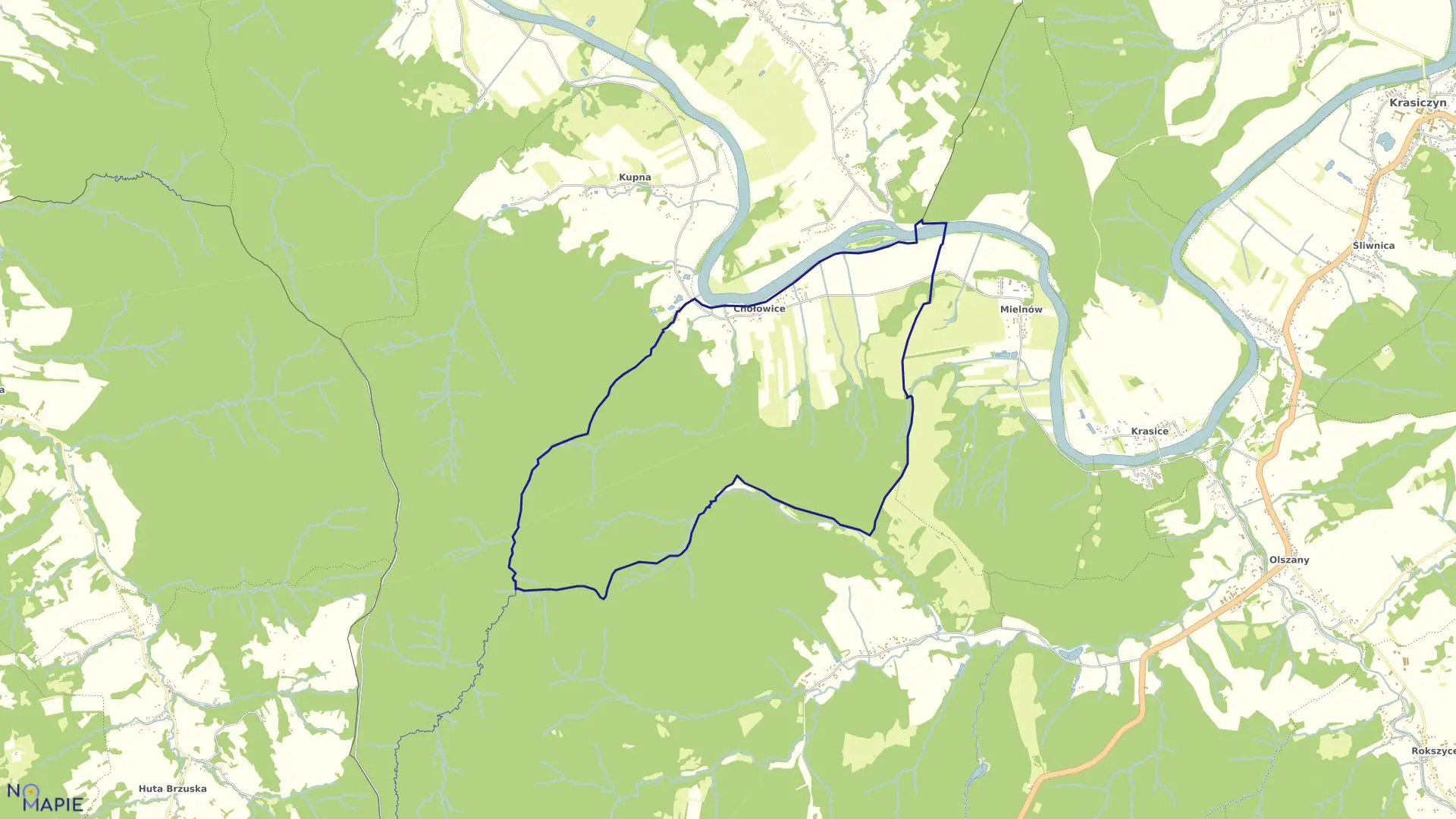 Mapa obrębu Chołowice w gminie Krasiczyn
