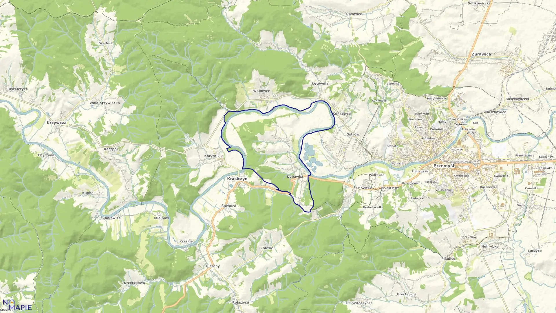 Mapa obrębu Tarnawce w gminie Krasiczyn